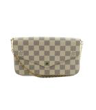 ルイヴィトン LOUIS VUITTON ポシェットフェリシー ダミエアズール チェーンウォレット ショルダーバッグ ベージュ 紺 ネイビー N63106 /MI ■OS ■OH