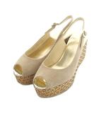 ジミーチュウ JIMMY CHOO PRAISE サンダル ウェッジソール コルク スエード 36 23.0cm ベージュ /MI ■OS