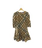バーバリーブルーレーベル BURBERRY BLUE LABEL ノバチェック ウール ワンピース ひざ丈 38 ベージュ マルチカラー /CX ■OS