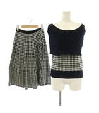 マッキントッシュ MACKINTOSH セットアップ オフショルニット カットソー スカート フレア チェック 38 36 ネイビー ホワイト /DO ■OS
