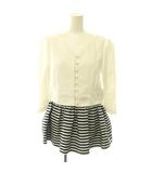 ボーダーズアットバルコニー BORDERS at BALCONY FLARE BLOUSE へプラムフレアブラウス Vネック プルオーバー ボーダー 九分袖 38 白 ホワイト /HS ■OS ■SH