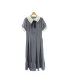 アクシーズファム axes femme リボン付きワンピース ロング M サックスブルー 白 ホワイト /MI ■OS