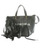 バレンシアガ BALENCIAGA ランドリーカバXSフリンジバッグ 2WAY ハンド ショルダー ロゴ レザー 黒 ブラック /SS ■OS ■OH ■SH