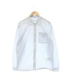 プラダ PRADA 26SS SC855 Re-Nylon zipper shirt シャツ 長袖 ジップアップ ストライプ ナイロン M 水色 ライトブルー 白 ホワイト /NR ■OS ■AD
