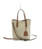 マイケルコース MICHAEL KORS 2WAY ハンドバッグ ショルダーバッグ コーティングキャンバス レザー MK柄 オフホワイト 茶 ブラウン /MI ■OS