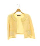 フォクシー FOXEY コットン ツイード フリンジ ノーカラージャケット 七分袖 38 黄色 イエロー 30951 /HS ■OS