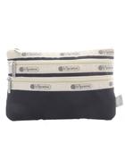 レスポートサック LesportSAC ジョンマスターオーガニック 3-ZIPコスメティック ポーチ ナイロン ブラック ホワイト /YO14
