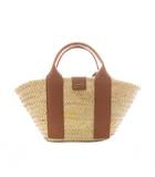  ザンケッティ Zanchetti straw tote bag ストロートートバッグ ハンドバッグ キャメル レザー パナマ /RI ■OS