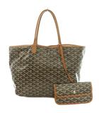 ゴヤール GOYARD サンルイPM トートバッグ ハンドバッグ キャンバス 総柄 ロゴ ヘリンボーン柄 ポーチ付き 茶 ブラウン /BB