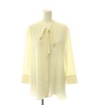 セオリー Theory PRIME GGT TIE BLOUSE ボウタイブラウス シアー バンドカラー S クリームイエロー /CX ■OS