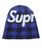 シュプリーム SUPREME Big Logo Beanie 帽子 ニット帽 ニットキャップ チェック カシミヤ混 ブルー ブラック /YO12 ■AD