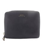アーペーセー A.P.C. コンパクトエマニュエル財布 二つ折り ラウンドジップ レザー ブラック /YO11 ■SH