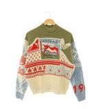 アディダスオリジナルス adidas originals クリスマス ジャンパー セーター ニット ハイネック 長袖 総柄 オーバーサイズ XS オフホワイト マルチカラー /HS ■OS