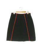プラダ PRADA レザーパイピングスカート 台形 膝丈 40 ブラック レッド /ES ■OS ■SH