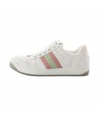 グッチ GUCCI スクリーナー GGキャンバス スニーカー ローカット シューズ ストライプ柄 36.5 白 ホワイト ピンク 緑 グリーン 771134 /RI ■OS ■OH