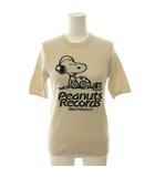 ミラオーウェン Mila Owen 26SS PEANUTS RECORDS スヌーピージャガードリブニット カットソー 0 ライトベージュ 黒 ブラック /CX ■OS