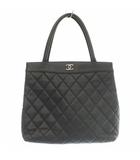 シャネル CHANEL マトラッセ キャビアスキン トートバッグ ハンド ココマーク ロゴ キルティング 6番台 黒 ブラック /BB ■OH