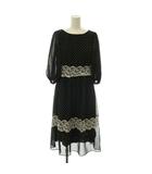 18年製 Dot x Lace Dress ワンピース ロング ドット 五分袖 36 ブラック /HK ■OS ■SH