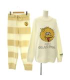 ジェラートピケ gelato pique × セサミストリート ビッグバードセットアップ ニット セーター パンツ テーパード ボーダー F イエロー ホワイト /DO ■OS ■SH
