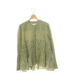 ヌキテパ NE QUITTEZ PAS! 24SS Cotton Poplin Wave Tuck Blouse ブラウス シャツ 長袖 バンドカラー ストライプ グリーン アイボリー /ES ■OS