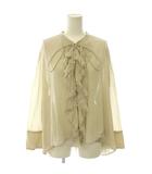 カレンソロジー Curensology 25AW ウールミックスボイルフリルブラウス シャツ シアー バンドカラー F ベージュ /CX ■OS