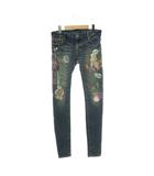 ヒステリックグラマー HYSTERIC GLAMOUR ガールプリントスキニーデニムパンツ ジーンズ ダメージ加工 XS ブルー /HK ■OS