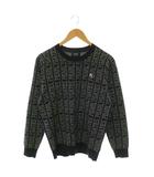 パーリーゲイツ PEARLY GATES 24AW ロゴ クルーネックニット セーター 長袖 ゴルフ 1 ブラック /HK ■OS