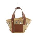 ロエベ LOEWE バスケットバッグ ビジュー装飾 ハンドバッグ ベージュ 茶 ブラウン /MI ■OS ■OH