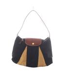 ロンシャン LONGCHAMP ワンハンドショルダーバッグ ハンドバッグ バイカラー レザー 黒 ブラック ベージュ /RI ■OS