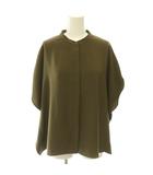セオリーリュクス theory luxe 26SS MARVINE JENNA BLOUSE ブラウス ドレープ フレンチスリーブ 比翼ボタン 38 カーキ 6108249 /CX ■OS ■SH