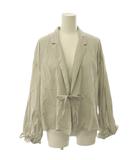 ガーゼ Gauze LAPELED BLOUSE ラペルブラウス シャツ シルク混 リボン 長袖 F ライトグレー G1182 /HS ■OS ■SH