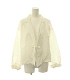 ガーゼ Gauze LAPELED BLOUSE ラペルブラウス シャツ リボン シルク混 長袖 F オフホワイト G1182 /HS ■OS ■SH
