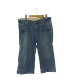 ヒステリックグラマー HYSTERIC GLAMOUR ロゴレザーパッチクロップドデニムパンツ ボタンフライ M ブルー /HK ■OS ■SH