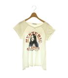 ヒステリックグラマー HYSTERIC GLAMOUR ヒスガール異素材切り替えTシャツ カットソー Vネック フレンチスリーブ F ホワイト マルチカラー /DO ■OS ■SH