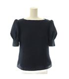 フォクシーニューヨーク FOXEY NEW YORK Blouse Fleur De Trefle ブラウス フルーテ デ トレフル パフスリーブ ボートネック 半袖 38 紺 ネイビー 45319 /HS ■OS