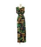 Tropical Print Sleeveless Maxi Dress ワンピース シルク 総柄 ロング ラップ 44 黒 ブラック マルチカラー F6I3IT /CX ■OS