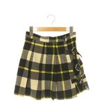 ヒステリックグラマー HYSTERIC GLAMOUR チェックサイドベルトミニスカート プリーツ フレア ウール F 黒 ブラック 黄色 イエロー ベージュ /CX ■OS ■SH