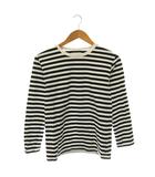 細ボーダー コットン 長袖 Tシャツ カットソー Cool 1 黒 ブラック 白 ホワイト /CX ■OS