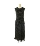 セオリー Theory FRESH DROP DRAPED TUCK DR B ワンピース シルク 総柄 ロング 0 黒 ブラック 白 ホワイト /CX ■OS