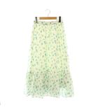 フレアスカート ロング 花柄 M ホワイト ブルー /DF ■OS ■AX