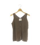 アメリヴィンテージ Ameri VINTAGE PLAID SHEER TURTLE KNIT ニット カットソー ノースリーブ リネン混 F ブラウン /DO ■OS