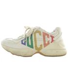 グッチ GUCCI ライトングリッター ロゴ ローカットスニーカー シューズ 厚底 38 アイボリー 524990 /BB ▲H