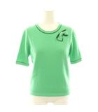 ランバン LANVIN COLLECTION ニット セーター 半袖 リボン カシミヤ 38 グリーン /HK ■OS ■MA