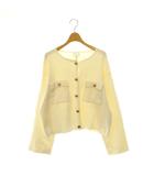 エイチ&エム H&M ジャケット ニット ノーカラー M ホワイト /HK ■OS