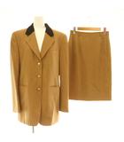 アクアスキュータム AQUASCUTUM スカートスーツ ジャケット セットアップ 上下 テーラドジャケット ウール 金ボタン タイト ひざ丈 9 11 キャメル /HS ■OS ■MA