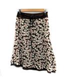 フレアスカート ミモレ丈 花柄 リボン アシンメトリー 1 マルチカラー ブラウン 茶 /SM21