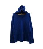 コムサイズム COMME CA ISM ニットパーカー プルオーバー 長袖 Vネック ウール混 L ネイビー 紺 /MS30