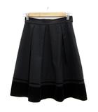 プリーツスカート ひざ丈 無地 ウール 1 黒 ブラック /YS16