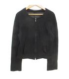 ノーカラージャケット ブルゾンジャケット ミドル丈 ショート丈 ジップアップ 総柄 3 黒 グレー ブラック /FF28