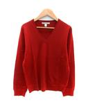 ヒューマンウーマン HUMAN WOMAN ニット カットソー Vネック 長袖 無地 ウール L オレンジ /HO33